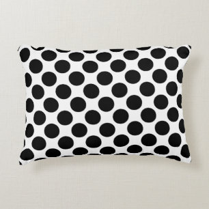 Large retro dots - black and white decorative cushion