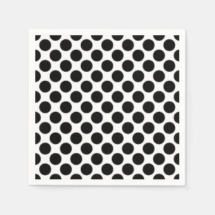 Large retro dots - black and white napkin