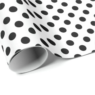 Large retro dots - black and white wrapping paper