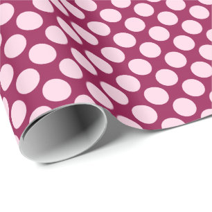 Large retro dots - burgundy and shell pink wrapping paper