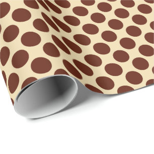 Large retro dots - chocolate brown and tan wrapping paper