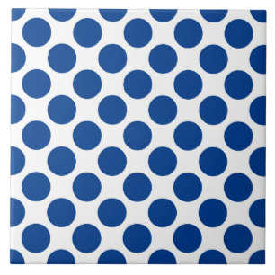 Large retro dots - cobalt blue and white ceramic tile