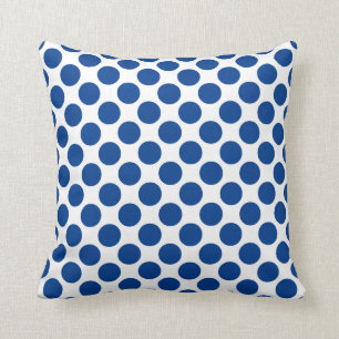 Large retro dots - cobalt blue and white cushion
