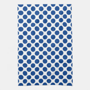 Large retro dots - cobalt blue and white tea towel
