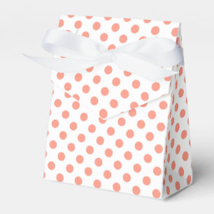 Large retro dots - coral pink and white favour box