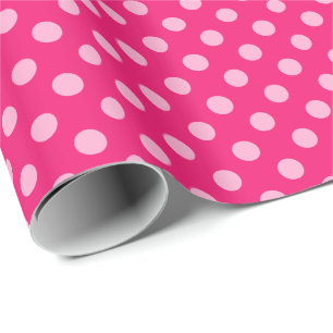 Large Retro Dots, Fuchsia and Pastel Pink Wrapping Paper