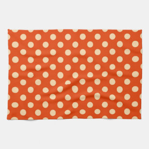 Large retro dots - mandarin and pale orange tea towel