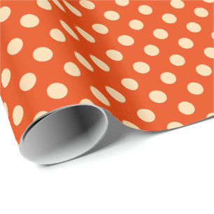 Large retro dots - mandarin and pale orange wrapping paper