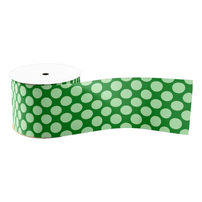 Large retro dots - mint green and emerald grosgrain ribbon (Spool)