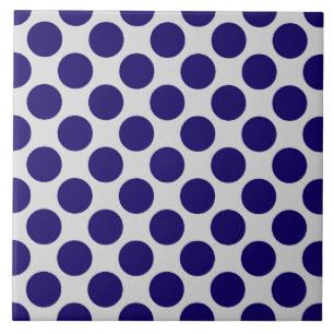 Large retro dots - navy and grey / grey ceramic tile