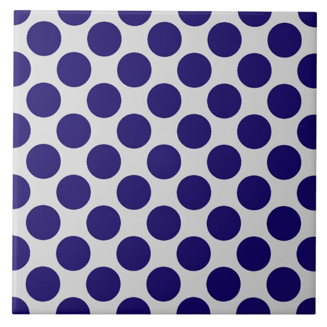 Large retro dots - navy and grey / grey ceramic tile (Front)
