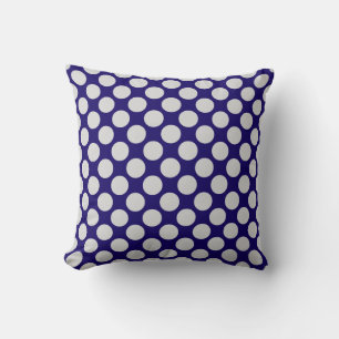 Large retro dots - navy and grey / grey cushion
