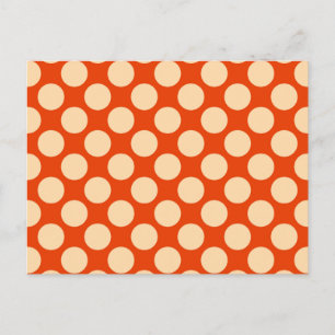 Large retro dots - pale orange and mandarin postcard