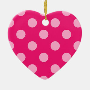 Large retro dots - pink on a hot pink background ceramic tree decoration