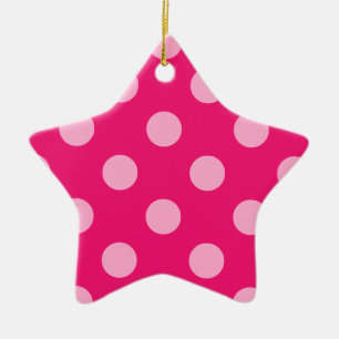 Large retro dots - pink on a hot pink background ceramic tree decoration