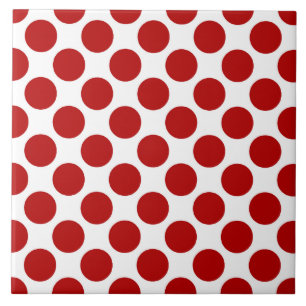 Large retro dots - red and white ceramic tile