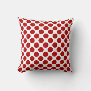 Large retro dots - red and white cushion