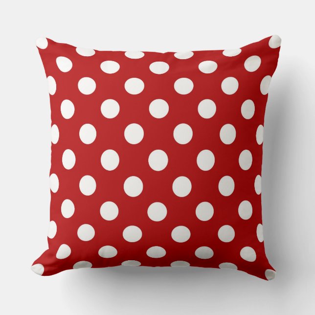Large retro dots - red and white cushion (Front)