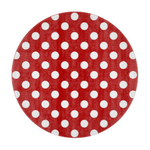 Large retro dots - red and white cutting board