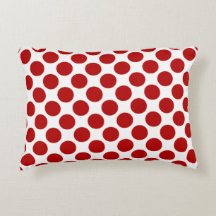 Large retro dots - red and white decorative cushion