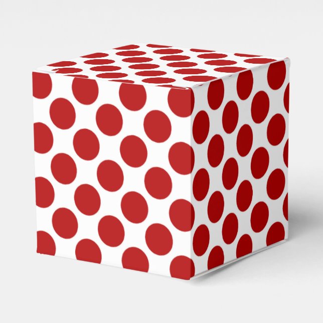 Large retro dots - red and white favour box (Front Side)