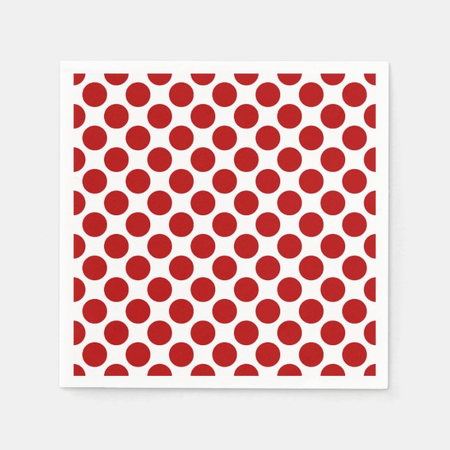 Large retro dots - red and white napkin (Front)
