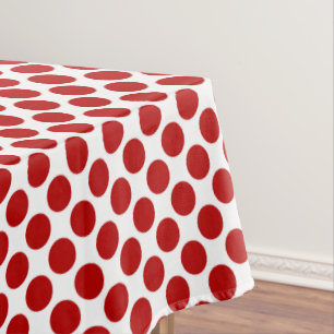 Large retro dots - red and white tablecloth