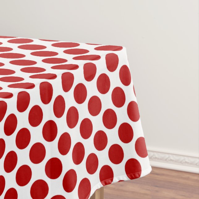 Large retro dots - red and white tablecloth (In Situ)