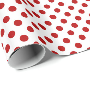 Large retro dots - red and white wrapping paper