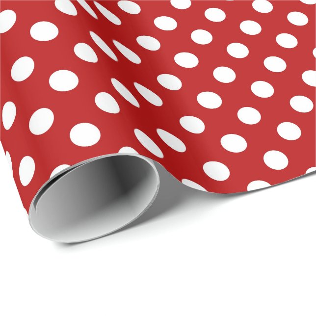 Large retro dots - red and white wrapping paper (Roll Corner)