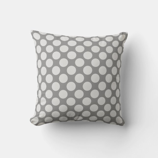 Large retro dots - shades of grey / grey cushion (Front)