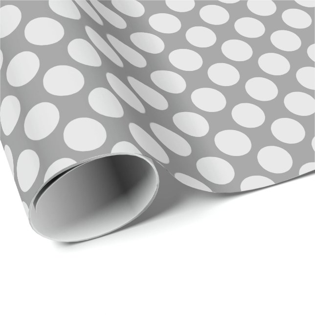 Large retro dots - shades of grey / grey wrapping paper (Roll Corner)