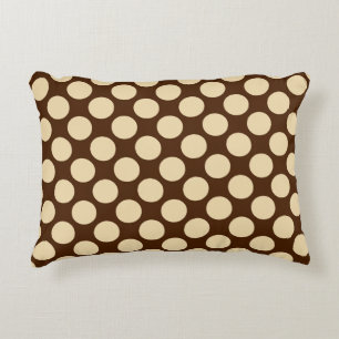 Large retro dots - tan and chocolate brown decorative cushion