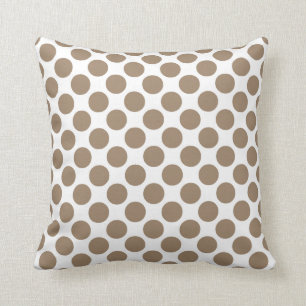 Large retro dots - taupe tan and white cushion