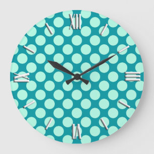 Large retro dots - turquoise and aqua clock