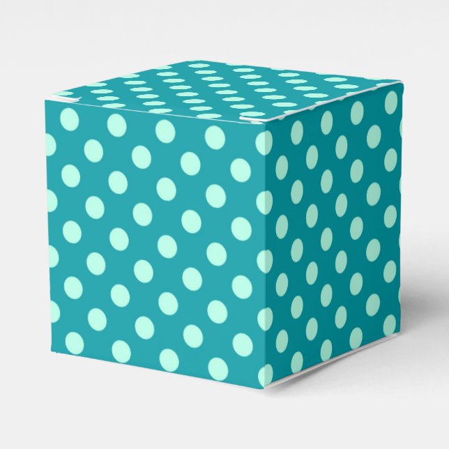 Large retro dots - turquoise and aqua favour box (Front Side)