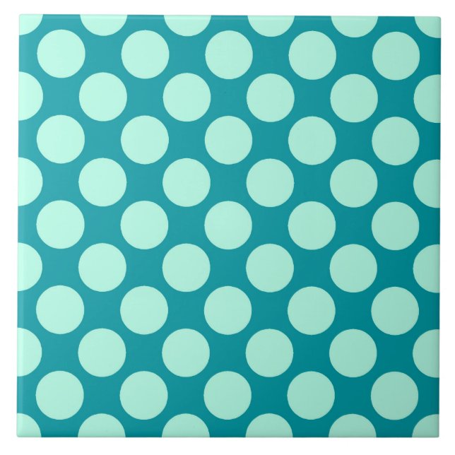 Large retro dots - turquoise and aqua tile (Front)