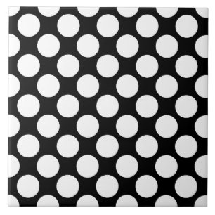 Large retro dots - white and black ceramic tile