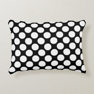 Large retro dots - white and black decorative cushion