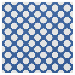 Large retro dots - white and cobalt blue fabric