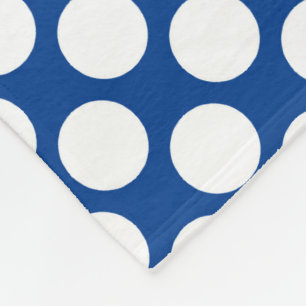 Large retro dots - white and cobalt blue fleece blanket