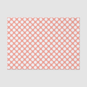 Large retro dots - white and coral pink tissue paper