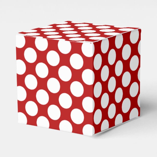 Large retro dots - white and red favour box (Front Side)
