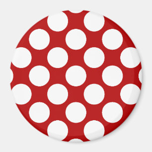 Large retro dots - white and red magnet