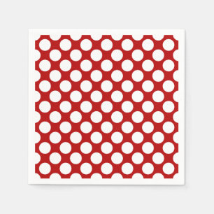 Large retro dots - white and red napkin