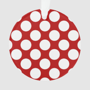 Large retro dots - white and red ornament