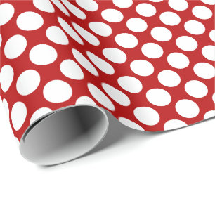 Large retro dots - white and red wrapping paper