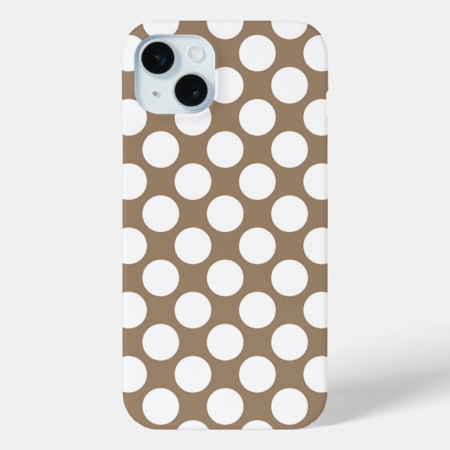 Large retro dots - white and taupe tan Case-Mate iPhone case (Back)
