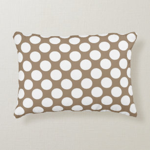 Large retro dots - white and taupe tan decorative cushion
