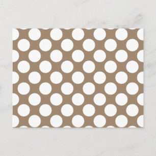 Large retro dots - white and taupe tan postcard